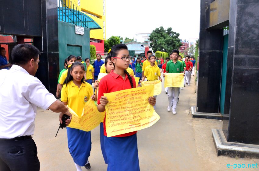 ILP :  Students of UNACCO School, Khongman Zone 3 protesting :: July 4 2015