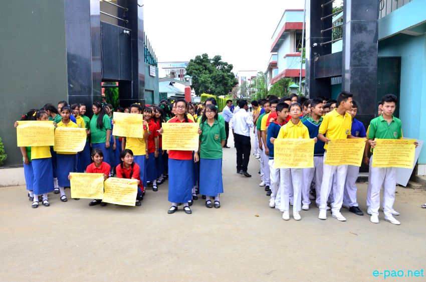 ILP :  Students of UNACCO School, Khongman Zone 3 protesting :: July 4 2015