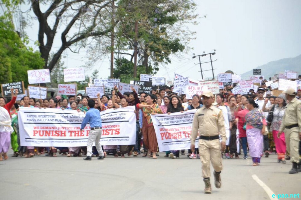 Protest rally against Phaknung (Imphal East) gang rape of two minor girls by 7 persons :: 27 April 2017