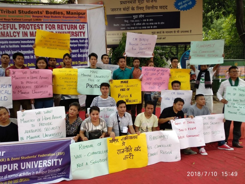 Tribal Students protest at New Delhi for normalcy in Manipur University :: July 10 2018 .    