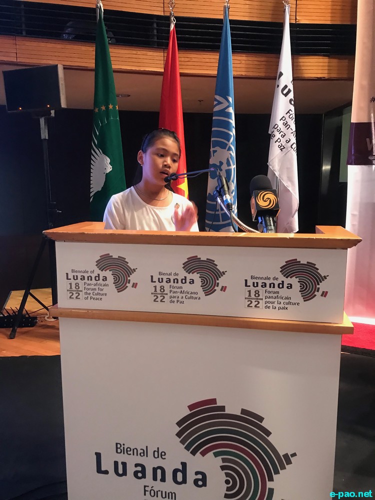  Licypriya Kangujam addressing at the UNESCO Partners' Forum & Biennal Luanda Pan Africa Forum for culture & Peace 2019 hosting by Government of Angola, African Union & UNESCO  on September 18 2019  