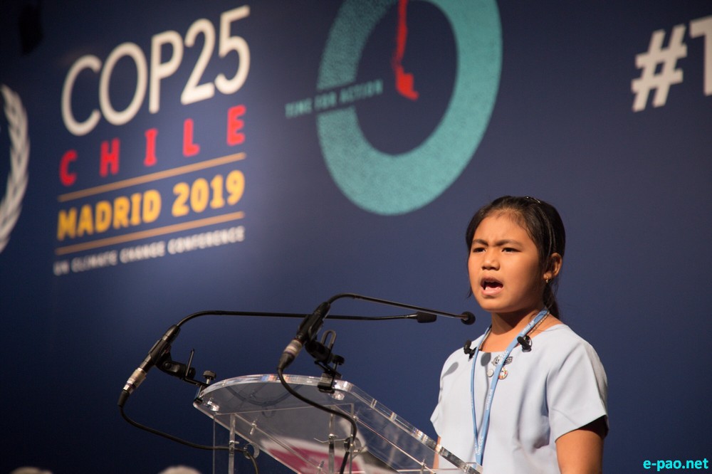 Licypriya addressing the World leaders at UN Climate Conference 2019 (COP25) in Madrid, Spain      