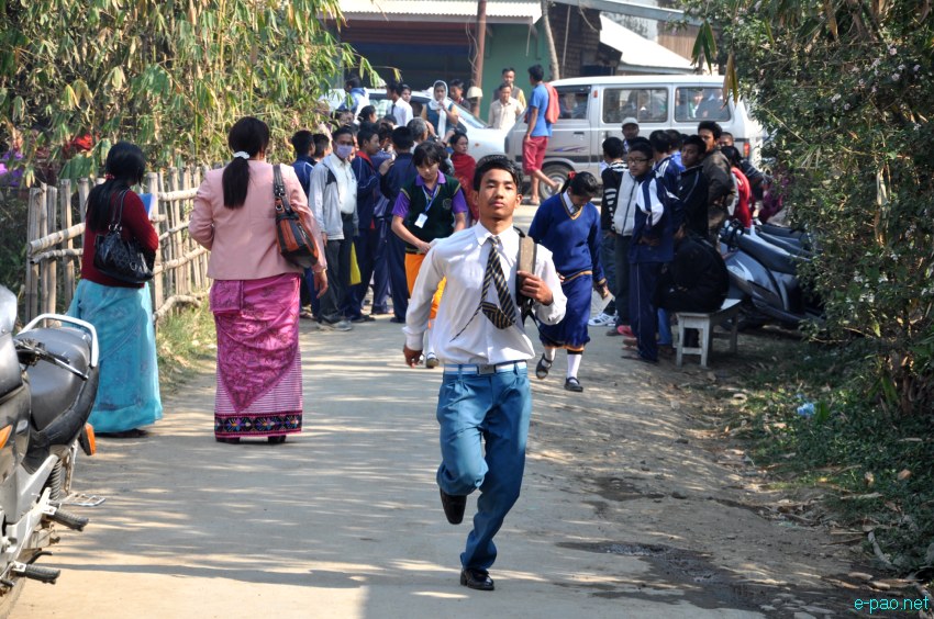 Students appearing for Class X and XII Exam at Bamon Leikai, Imphal :: 4 March 2013