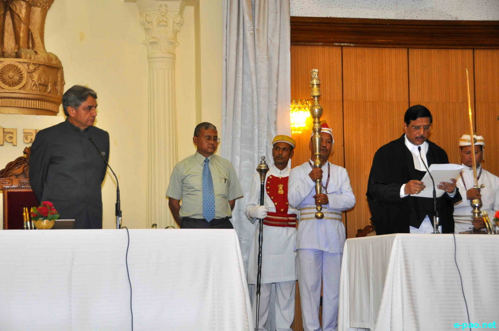 Lakshmi Kanta Mohapatra - First Chief Justice of Manipur High Court sworn-in ceremony at Raj Bhavan by Governnor VK Duggal :: 10 July 2014