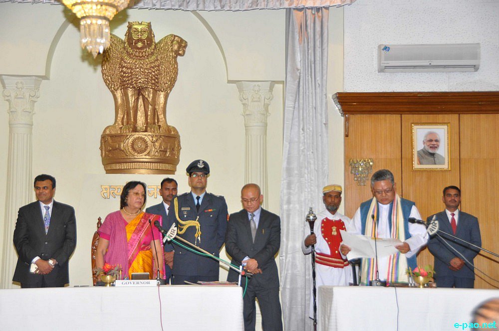 Nongthombam  Biren Singh of BJP sworn-in as new CM of Manipur , March 15 2017  