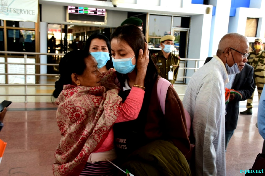 Three MBBS  Manipuri Students evacuated from Ukraine, arrived safely at Imphal Airport ::  7th March 2022