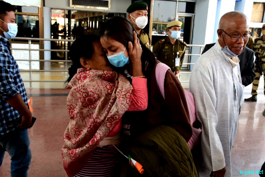 Three MBBS  Manipuri Students evacuated from Ukraine, arrived safely at Imphal Airport ::  7th March 2022