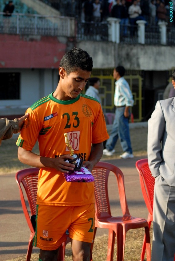Md Sohail Shah of NEROCA :  e-pao Man of the Match award  at 56th CC Meet Football :: 16 January, 2013