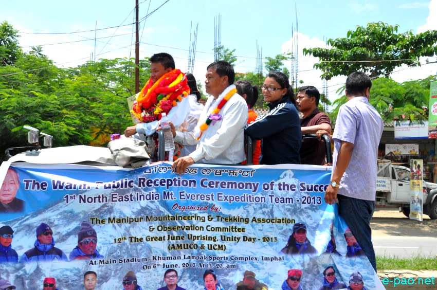Reception of the 1st North East India Mount Everest Expedition Team at Airport & Khuman Lampak Main Stadium :: 06 June 2013
