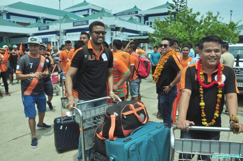 NEROCA FC,  winner of 2nd Division League 2016-17 received at Imphal Interntional Airport ::  24th May 2017
