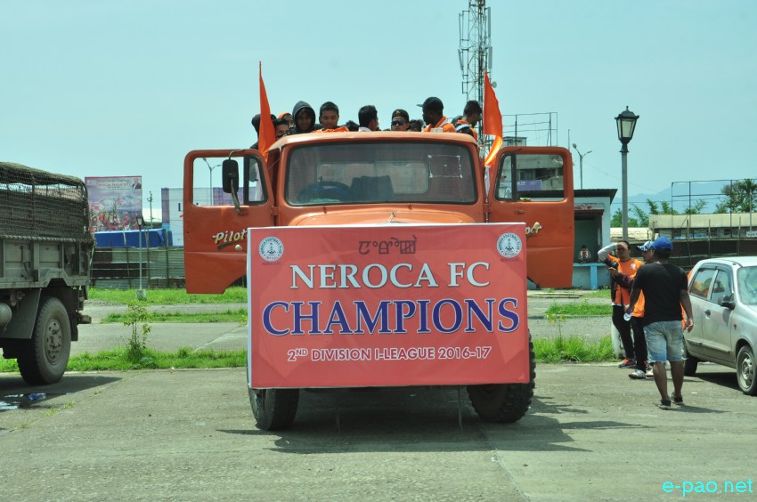 NEROCA FC,  winner of 2nd Division League 2016-17 received at Imphal Interntional Airport ::  24th May 2017