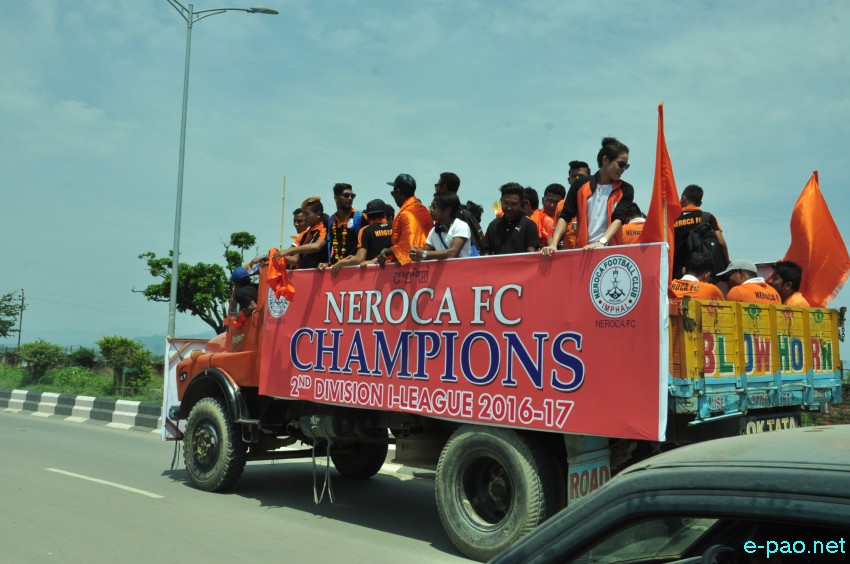 NEROCA FC,  winner of 2nd Division League 2016-17 received at Imphal Interntional Airport ::  24th May 2017