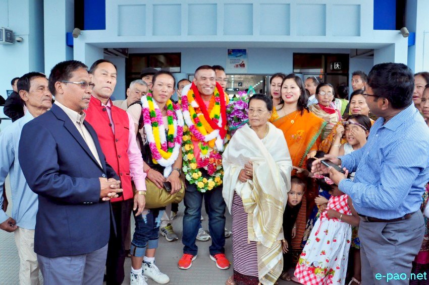 Mister India 2017 - Ksh Bhaktakumar  and  Thangjam Leima Chanu (Silver) at Imphal Airport  :: 25 April 2017