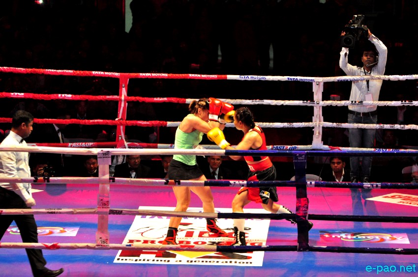 Laishram Sarita outboxed Zsofia Bedo of Hungary in her first professional outing at Khuman Lampak, Imphal :: January 28 2017