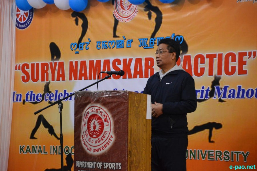 'Surya Namaskar Practice' at 7 AM at Kamal Indoor Stadium of Manipur University, Canchipur  :: 7th February, 2022
