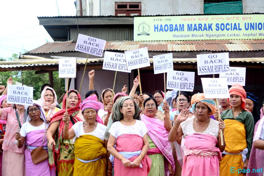 Womenfolk  protest demonstrations demanding removal of  Assam Rifles :: August 07 2023