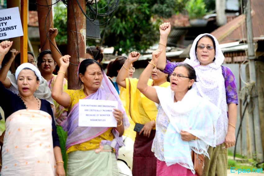 Womenfolk  protest demonstrations demanding removal of  Assam Rifles :: August 07 2023