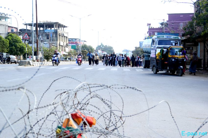 Protesters at Moirangkhom in Imphal following attack on State forces by Kuki militants at Moreh :: January 18 2024