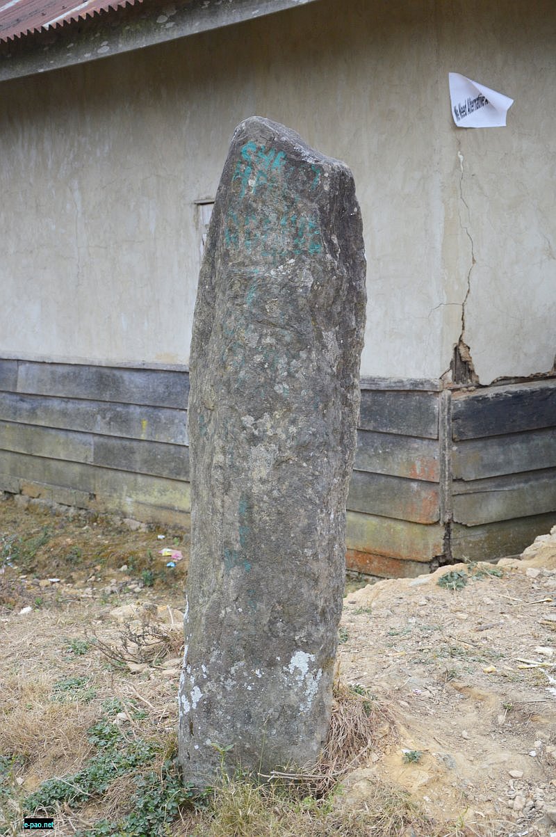 The stone erected by King Khagemba at Kabui Khullen Part-1 village, Tamenglong :: January 2016
