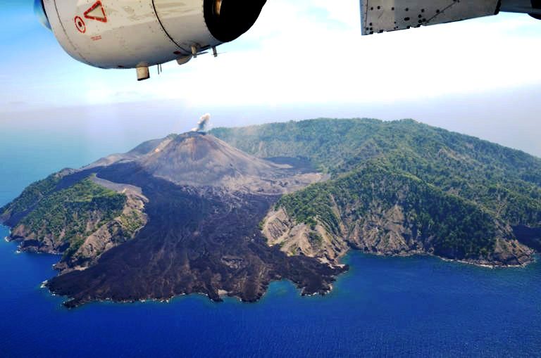  Aerial view of Barren erupting 