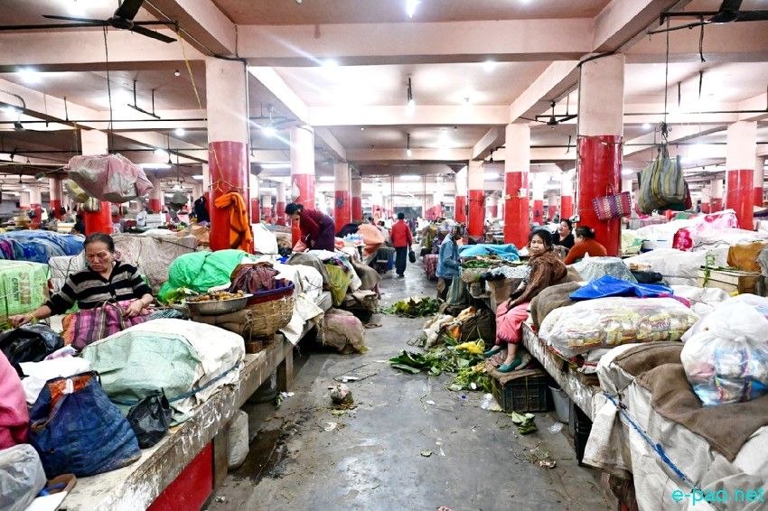 Khwairamband Ima Keithel, at night, in Imphal as seen on 10th March 2025