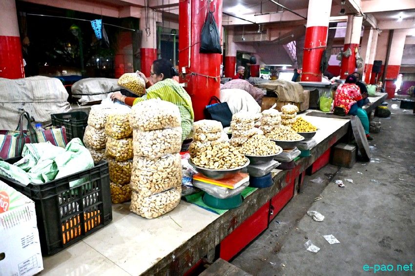 Khwairamband Ima Keithel, at night, in Imphal as seen on 10th March 2025