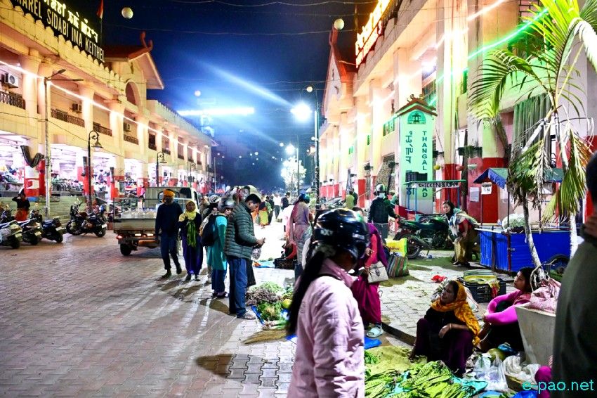 Khwairamband Ima Keithel, at night, in Imphal as seen on 10th March 2025