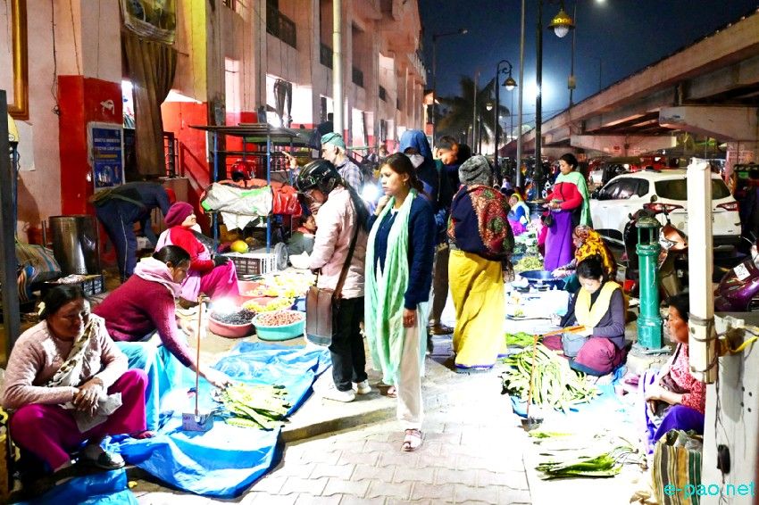 Khwairamband Ima Keithel, at night, in Imphal as seen on 10th March 2025