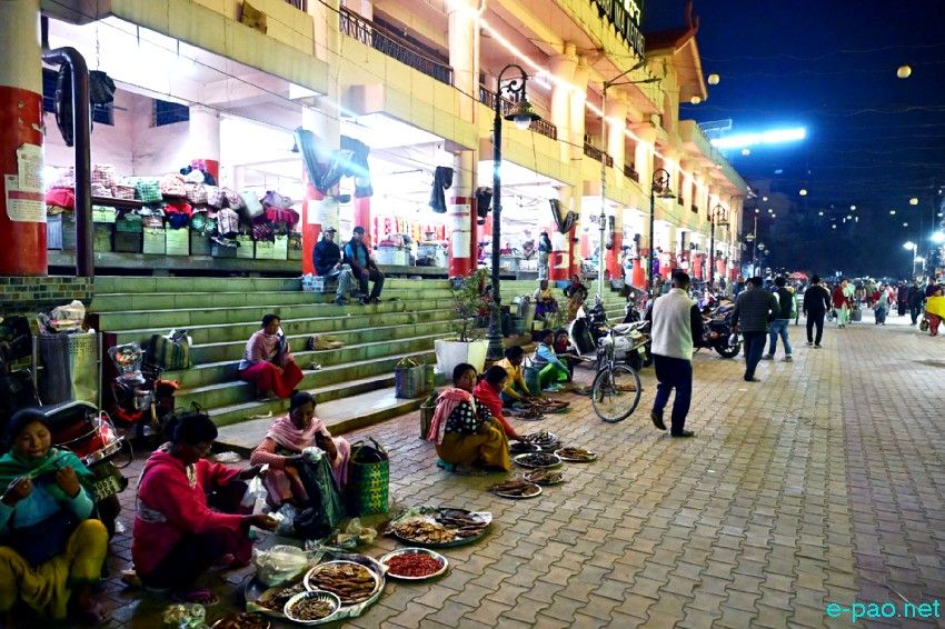 Khwairamband Ima Keithel, at night, in Imphal as seen on 10th March 2025