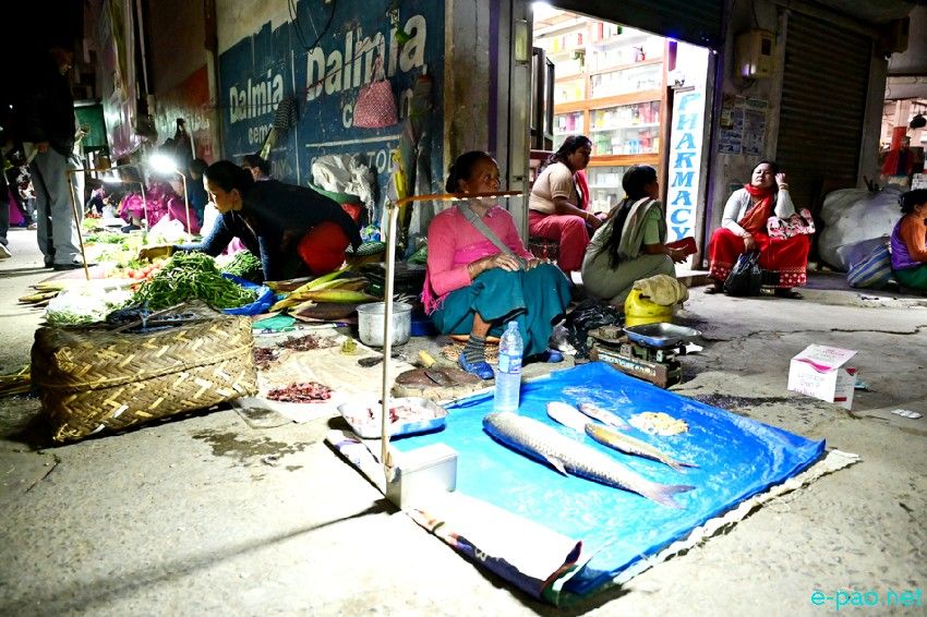 Khwairamband Ima Keithel, at night, in Imphal as seen on 10th March 2025