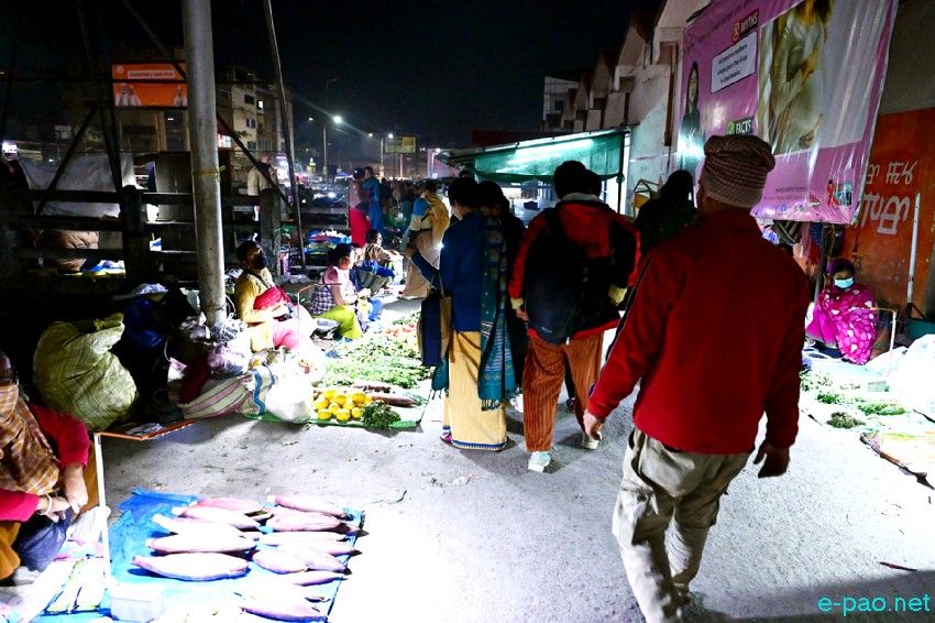 Khwairamband Ima Keithel, at night, in Imphal as seen on 10th March 2025