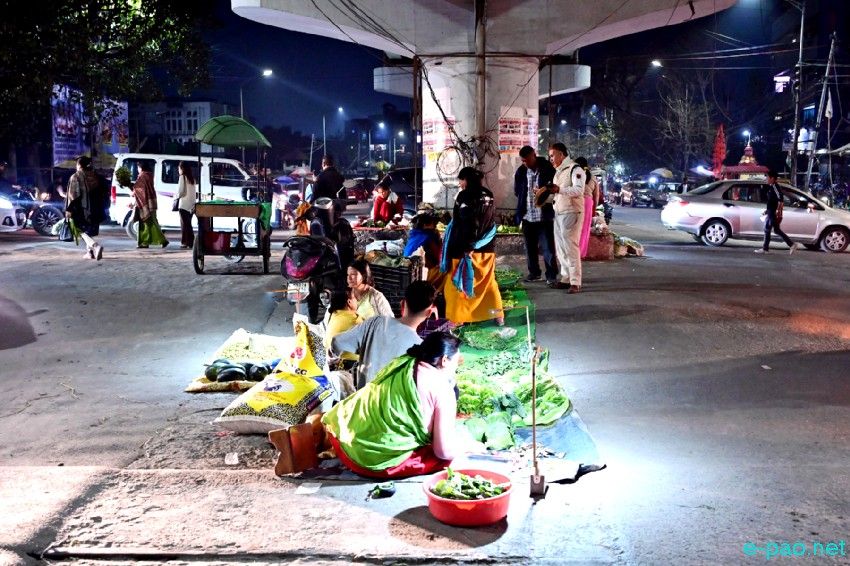 Khwairamband Ima Keithel, at night, in Imphal as seen on 10th March 2025