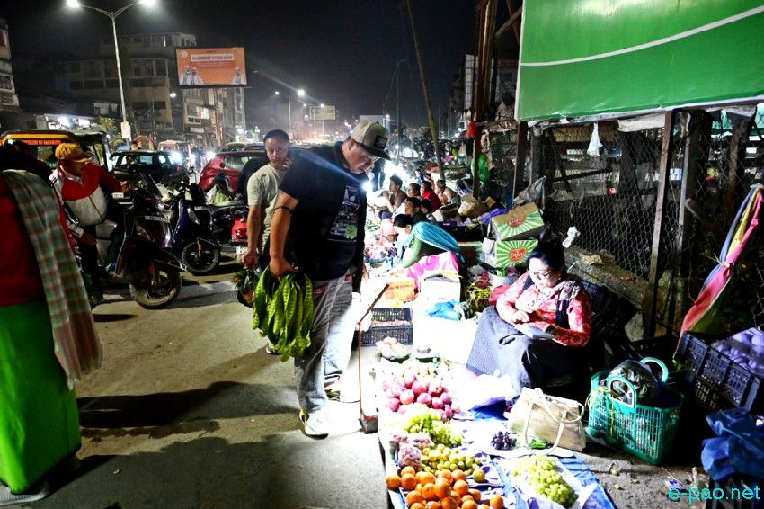 Khwairamband Ima Keithel, at night, in Imphal as seen on 10th March 2025