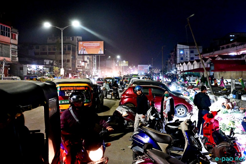 Khwairamband Ima Keithel, at night, in Imphal as seen on 10th March 2025