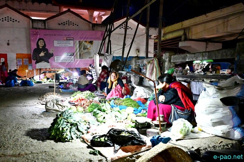 Khwairamband Ima Keithel, at night, in Imphal as seen on 10th March 2025