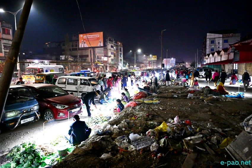 Khwairamband Ima Keithel, at night, in Imphal as seen on 10th March 2025
