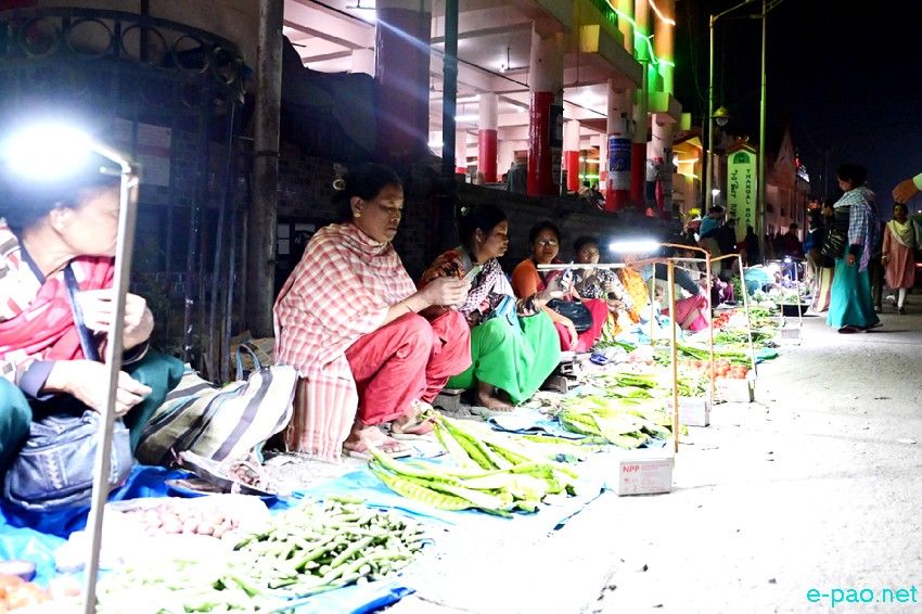 Khwairamband Ima Keithel, at night, in Imphal as seen on 10th March 2025