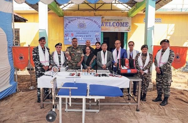 Civic action programme109 Bn CRPF donates physiotherapy equipment