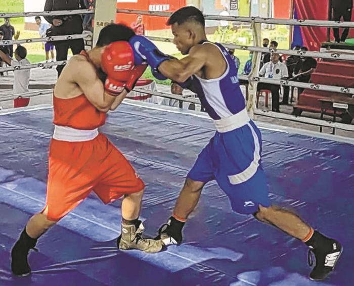 State Level Boxing Championships-2024 : T Radhakanta vs N Prabin in junior boys' 66 kg final
