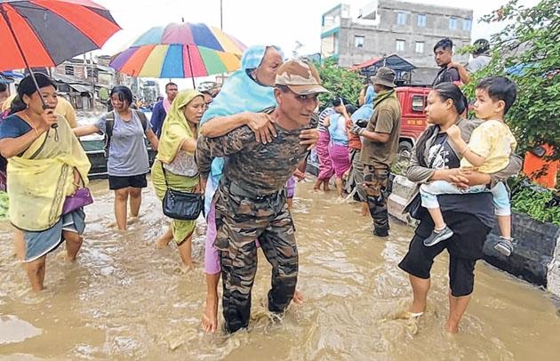 Many parts of Imphal still inundated, rain thins