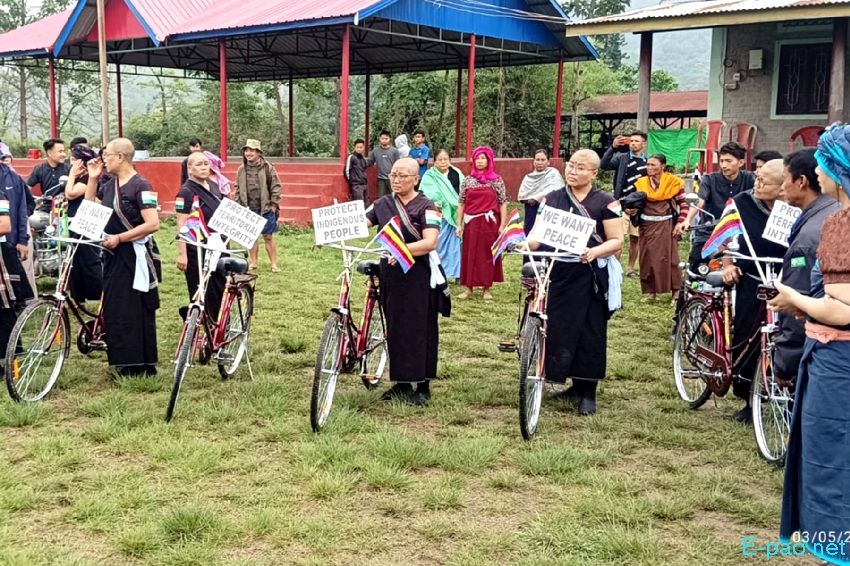 7 women from Sekmai area shaved off their hair : Bike Rally from Sekmai to Kangla :: 3rd May 2024