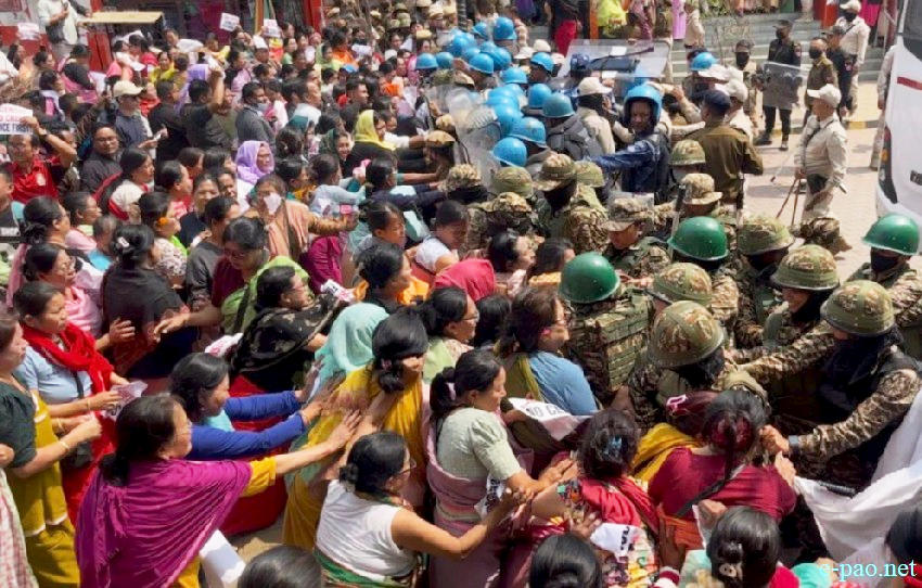 Women protesters clashed with security forces at Ima Keithel demanding NRC implementation before 2027 census :: 11th March 2026