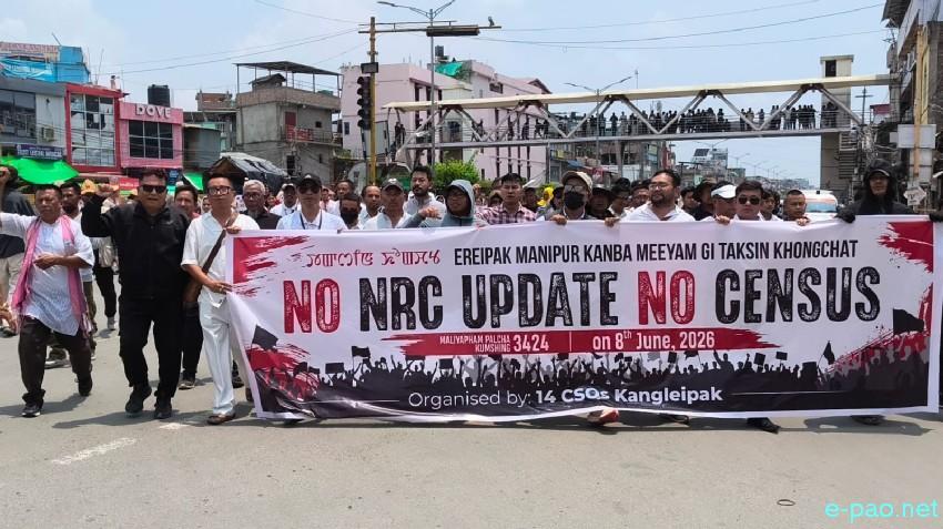'No NRC Update No Census' : A public rally taken out in Imphal :: June 08th 2026