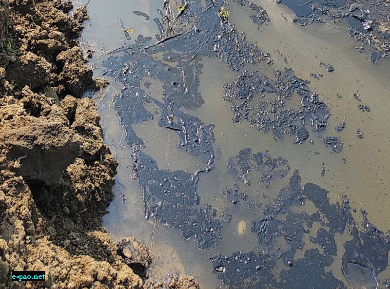  Leimakhong oil spill in some minor streams in Leimakhong area, Imphal West on 11th January 2024  